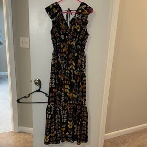 Buddy Love Black Maxi Dress with Butterfly Print